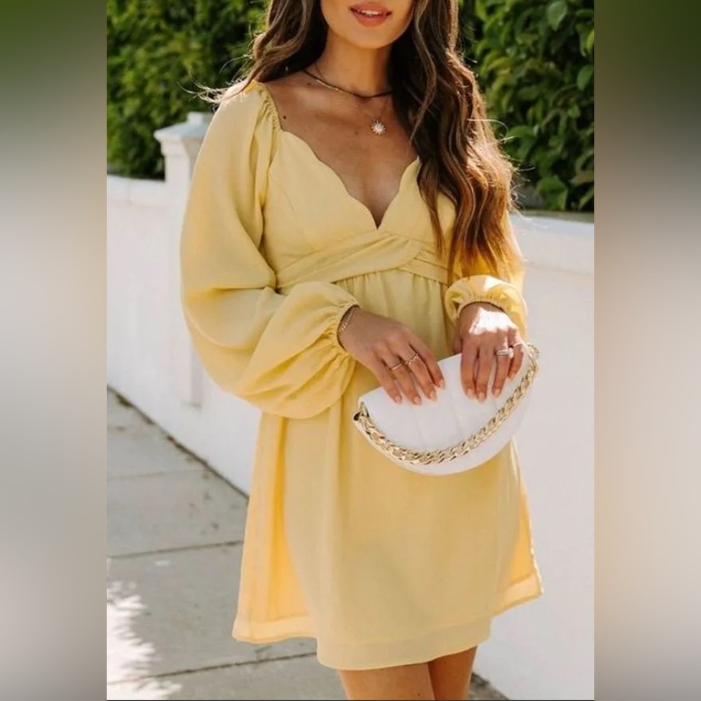 ❤️❤️❤️ Skylar Rose Long Sleeve Yellow Mini Dress ❤️❤️❤️ VALENTINES IS COMING!